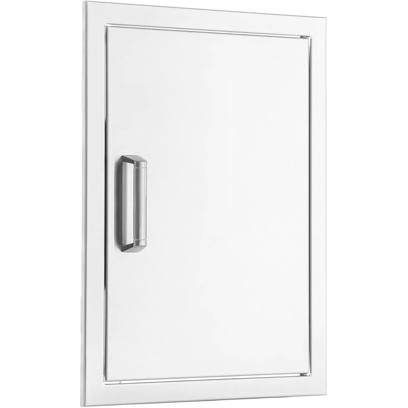 BBQGuys Signature 18-Inch Stainless Steel Reversible Single Access Door - Vertical - Angled View - White Background thumbnail