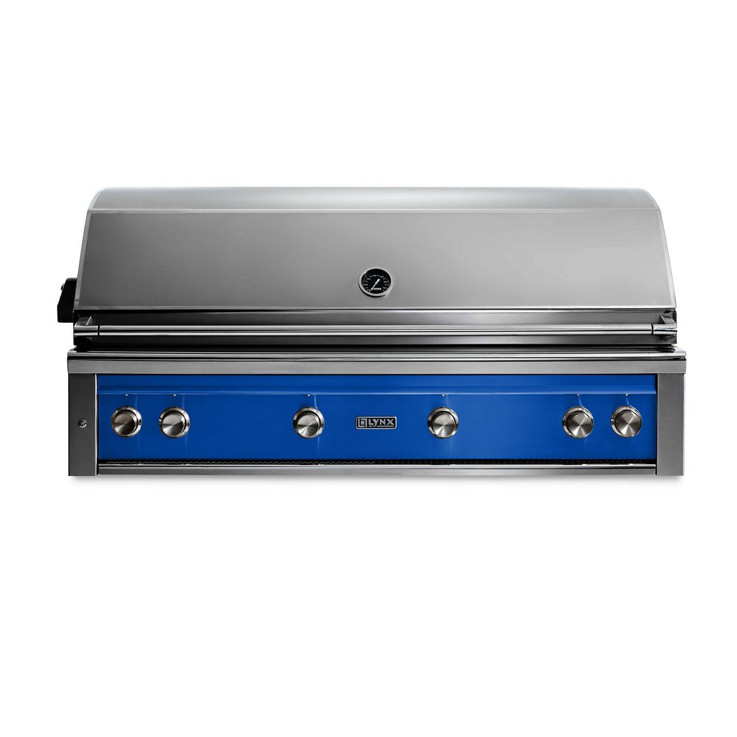 Lynx L54TR-PBLP Professional 54 Inch Built-In Propane Gas Grill With One Infrared Trident Burner & Rotisserie in Pacific Blue - Display - White Background thumbnail