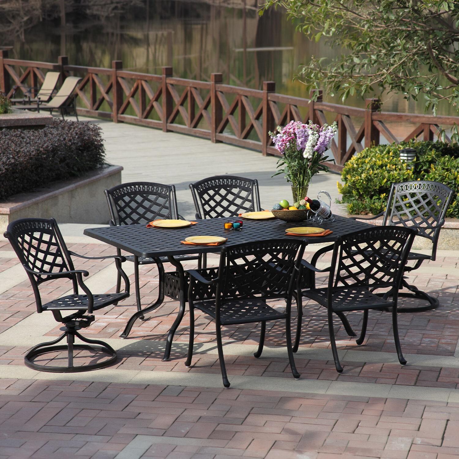 Darlee Sedona Patio Dining Set - Seats 6 - Cushions Removed - Lifestyle thumbnail