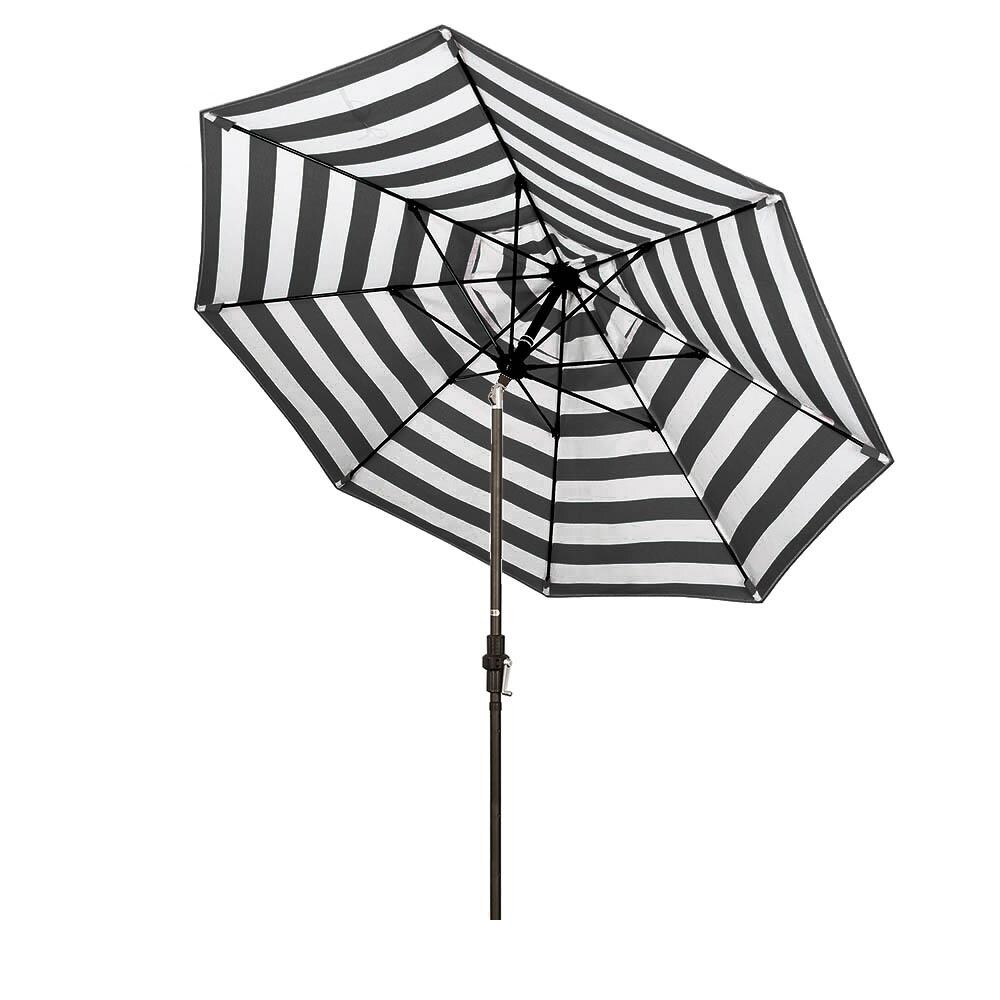 California Umbrella 9 Ft Octagonal Aluminum Collar Tilt Patio Umbrella W/ Crank Lift & Fiberglass Ribs - Tilted (Shown in Sunbrella Cabana Classic W/ Bronze Frame)