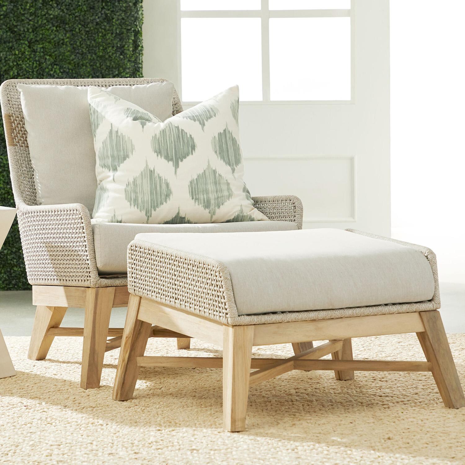 Cocoa Way Woven Rope Club Chair in Taupe & White By Lakeview - Lifestyle thumbnail