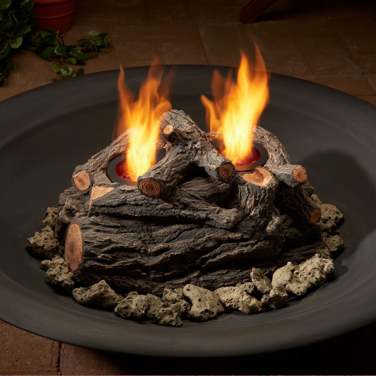 2-Can Outdoor Log Set - Shown in Fire Pit thumbnail