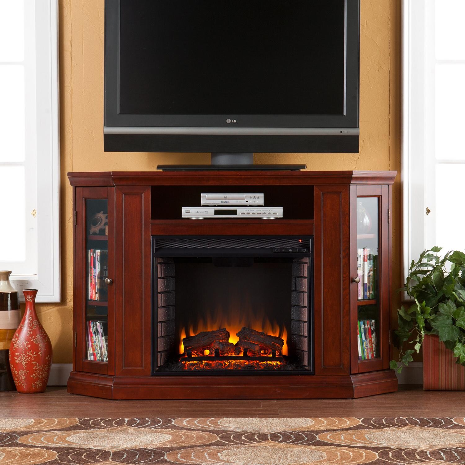 Southern Enterprises Claremont 48 Inch Electric Fireplace Corner Southern Enterprises Claremont 48 Inch Electric Fireplace Corner Convertible A Console Cherry Fe9310
