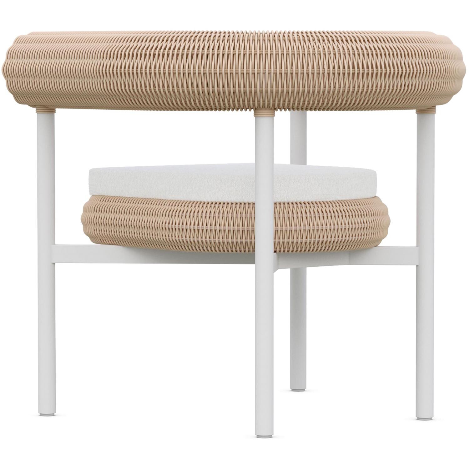 Azzurro Living Texoma Wicker Dining Chair in Almond/Cloud - Back - White Background thumbnail