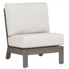 Laguna Aluminum Patio Armless Club Chair W/ Sunbrella Canvas Flax Cushions By Sunset West image
