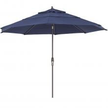 11 Ft. Octagonal Aluminum Auto Tilt Patio Umbrella W/ Crank Lift & Double Vent By BBQGuys - Bronze Frame / Sunbrella Canvas Navy Canopy