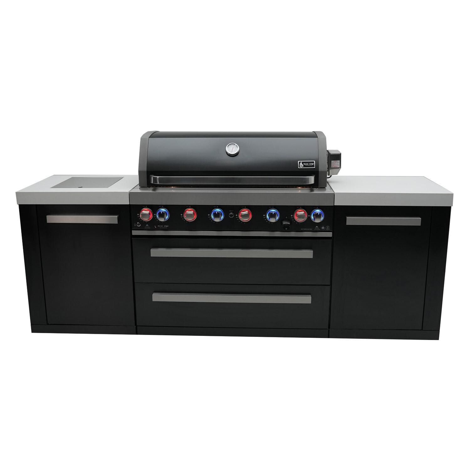 Mont Alpi - MAi805-BSS - Deluxe Grill Island - Black Stainless Steel - Closed Burners On Front - White Background thumbnail