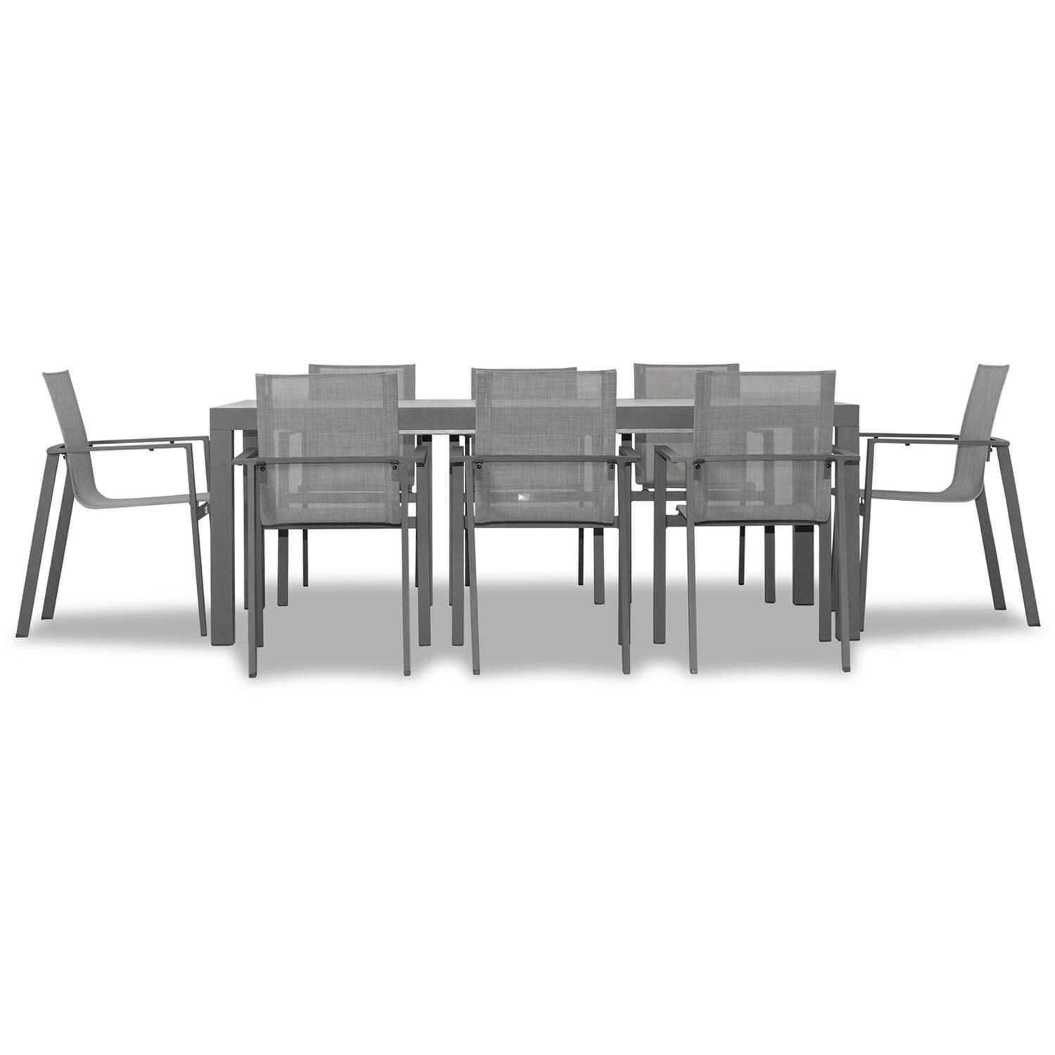 Spring Bay 9 Piece Extendable Dining Set in Slate/Concrete - Front View - White Background thumbnail