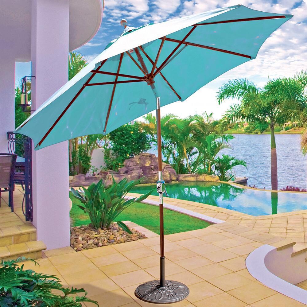 Galtech 9 Ft. Octagonal Patio Umbrella W/ Crank Lift - Lifestyle View (Umbrella Base Not Included) thumbnail