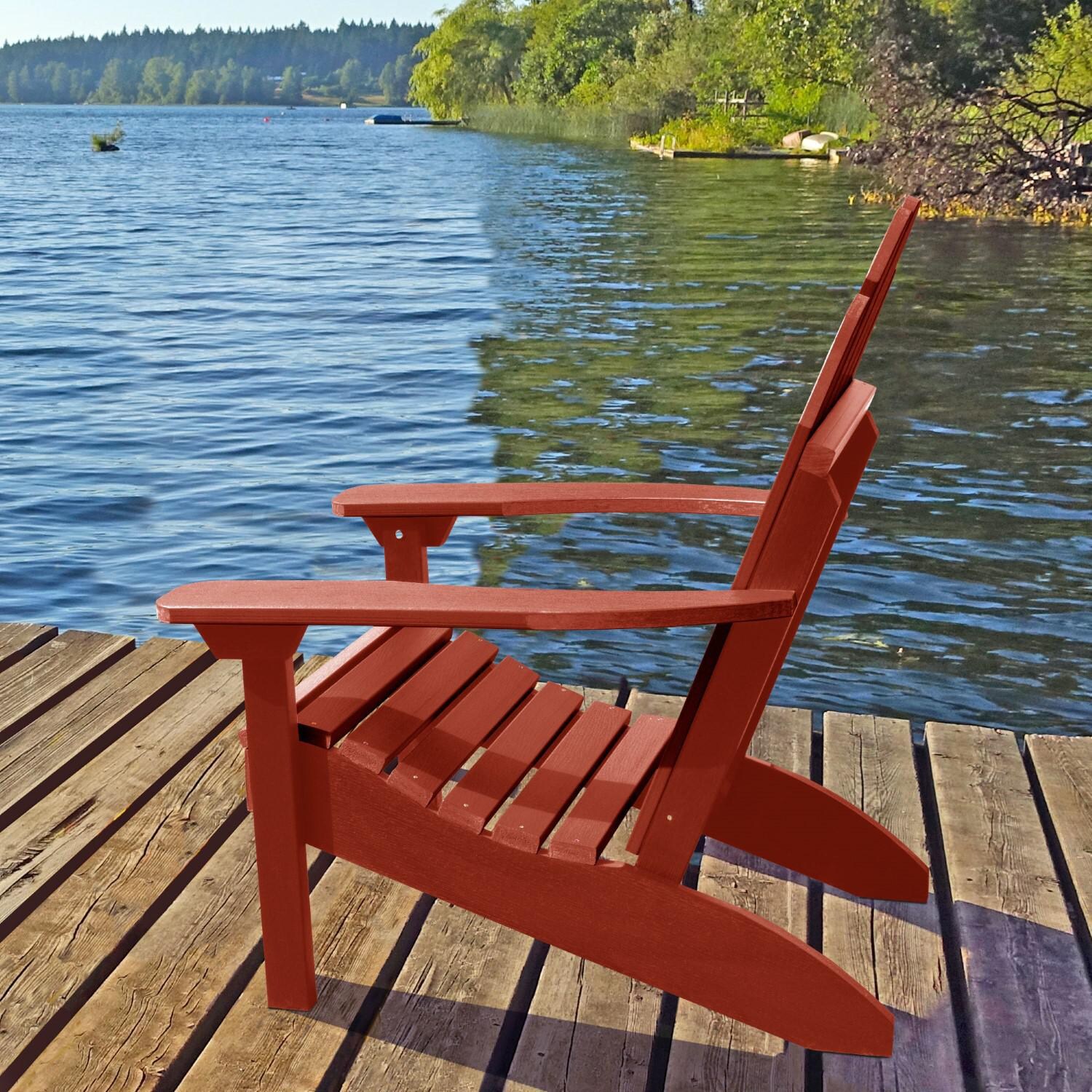 Lakeview The Charmville Adirondack Chair - Rustic Red - Side View thumbnail