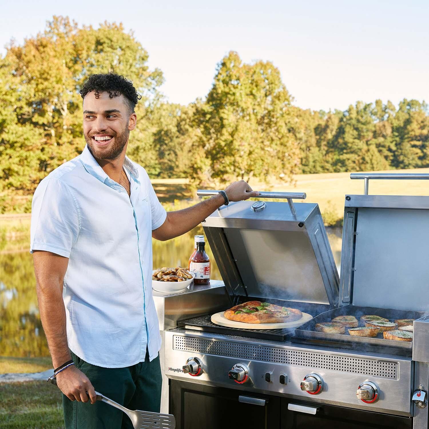 Charbroil 463259423 Medallion Series Vista Propane Gas Grill & Griddle Outdoor Kitchen - In Use - Lifestyle thumbnail