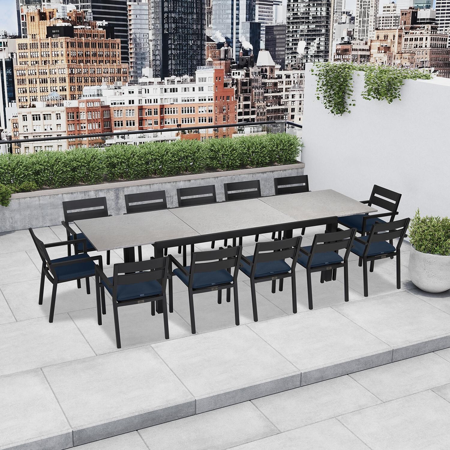 Calm Bay 13 Pc Extendable Dining Set in Black/Spectrum Indigo by Lakeview - Lifestyle thumbnail