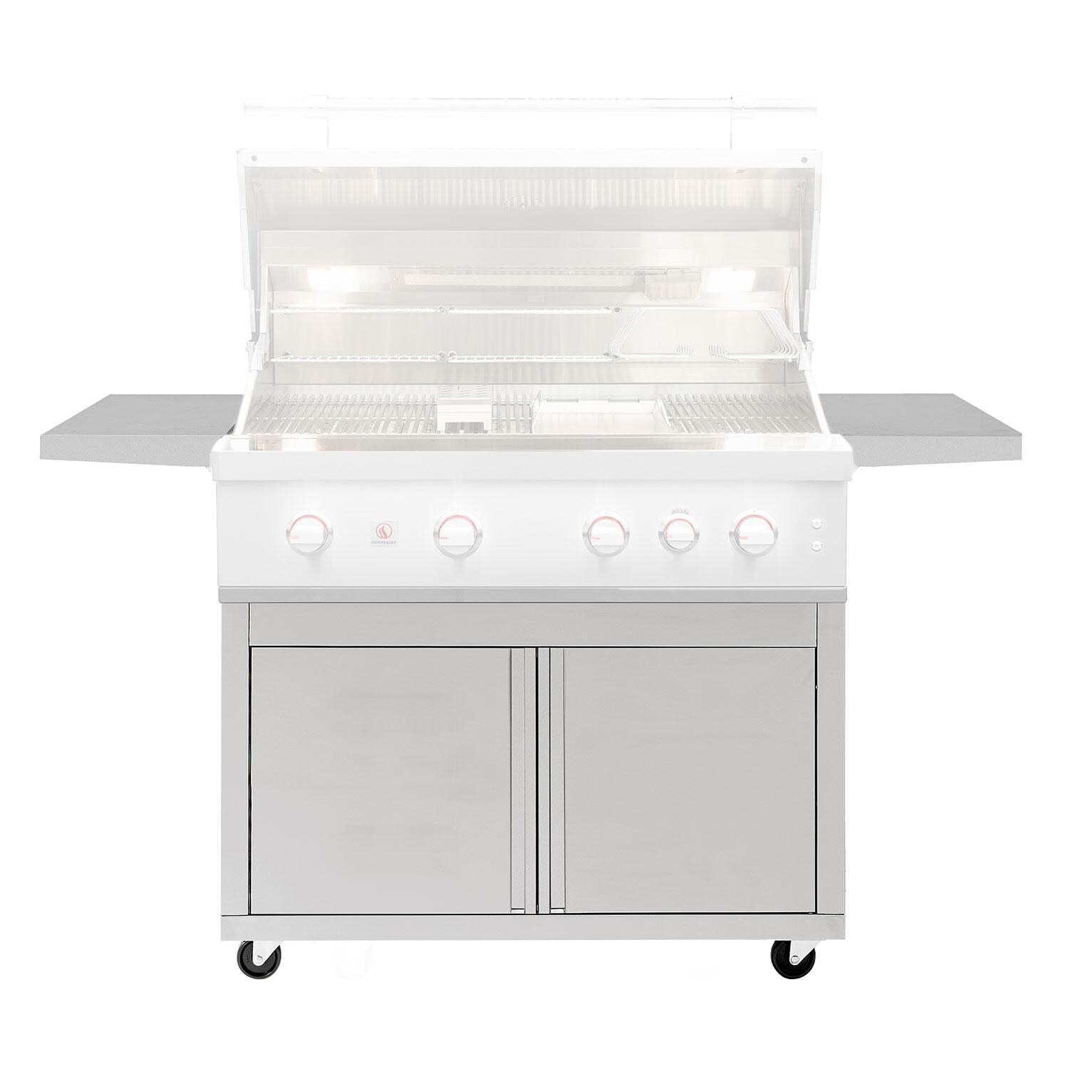 Summerset CART-QST42-DC Quest Deluxe 42-in Grill Cart - Grill Open - White Background thumbnail
