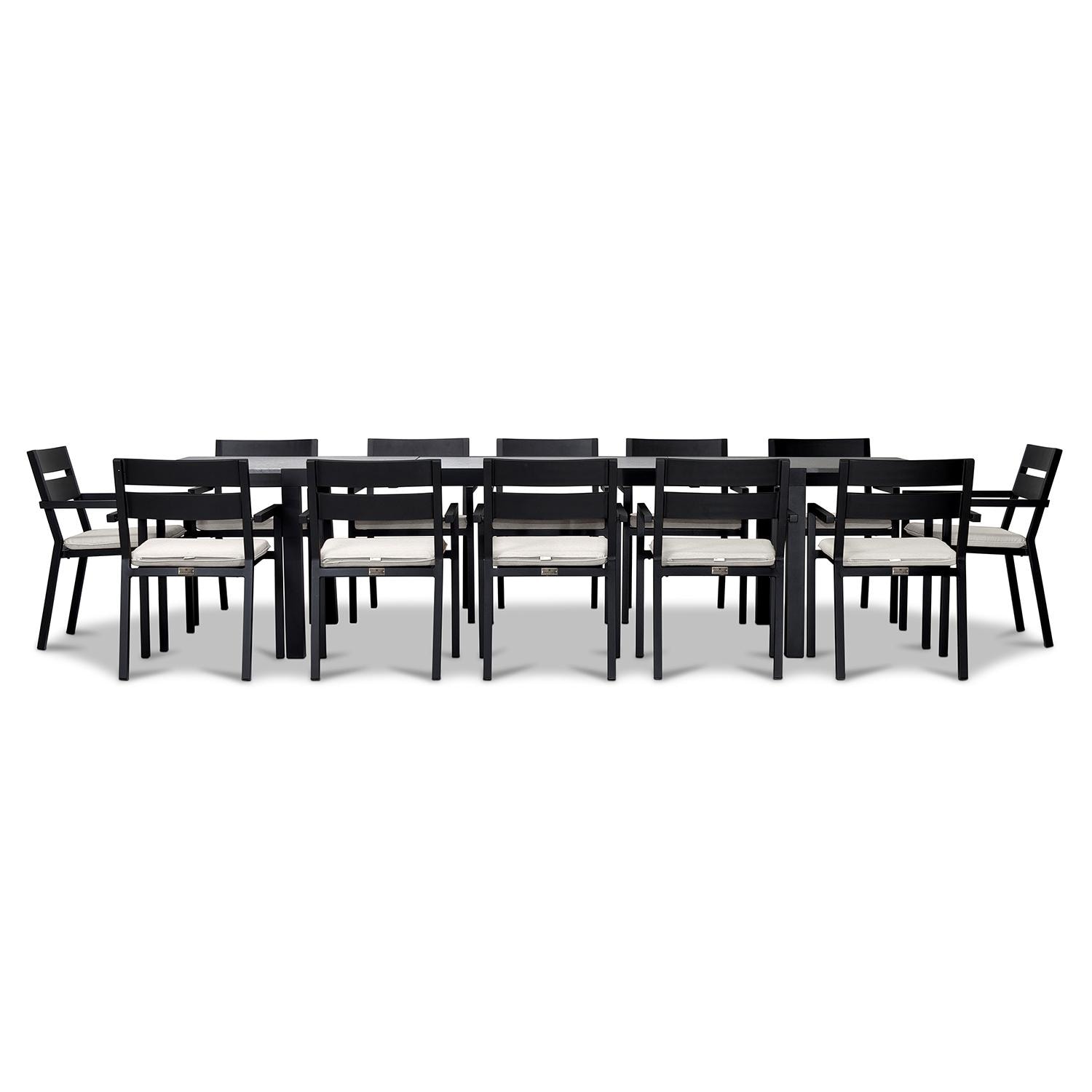 Calm Bay 13 Pc Extendable Dining Set in Black/Canvas Natural by Lakeview - White Background 3 thumbnail