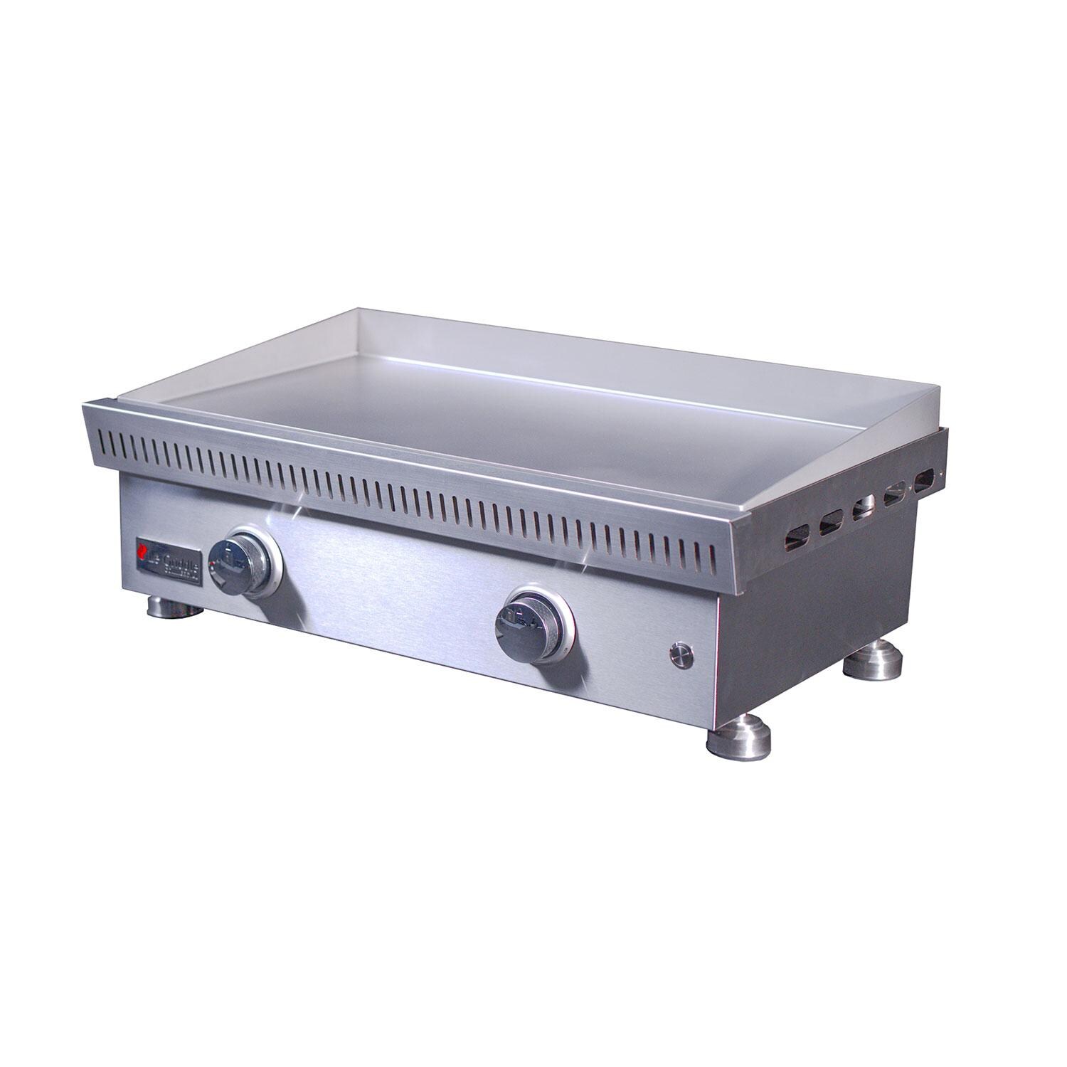 Le Griddle OML75P3 LP Pro Series 75 2 Burner Built-In Propane Flat Top Grill w/ 3mm Plate - Side View - White Background thumbnail