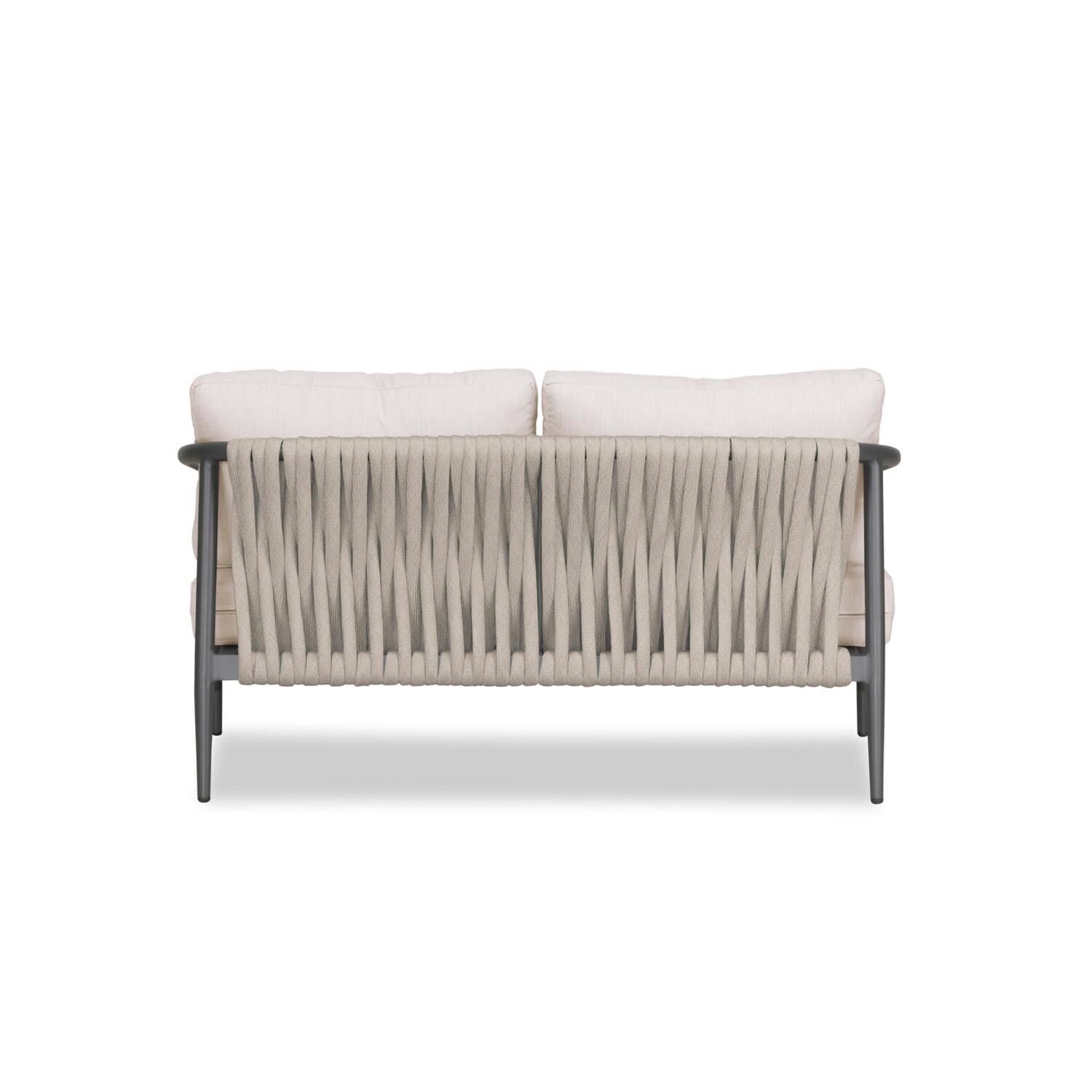 Lakeview Midnight Cove 2 Person Aluminum Loveseat in Slate/Pebble Gray/Cast Silver - Back - White Background thumbnail