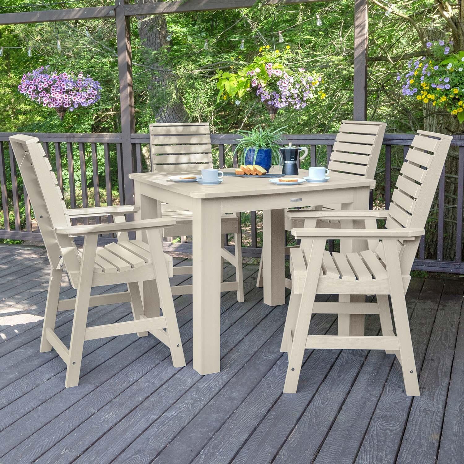 Elm Pointe 5 Pc Square Counter-Height Dining Set in Whitewash By Lakeview Outdoor Designs - Lifestyle thumbnail