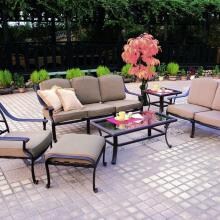 Darlee Ten Star 6 Piece Cast Aluminum Patio Conversation Seating Set With Glass Top Tables image