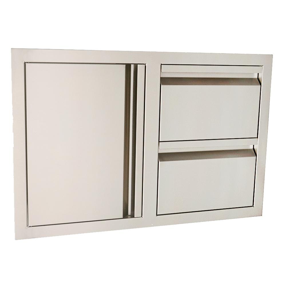 RCS VDC1SCL Valiant Double Soft Close Drawer & Left Hinged Door Combo - Angled Left - White Background thumbnail