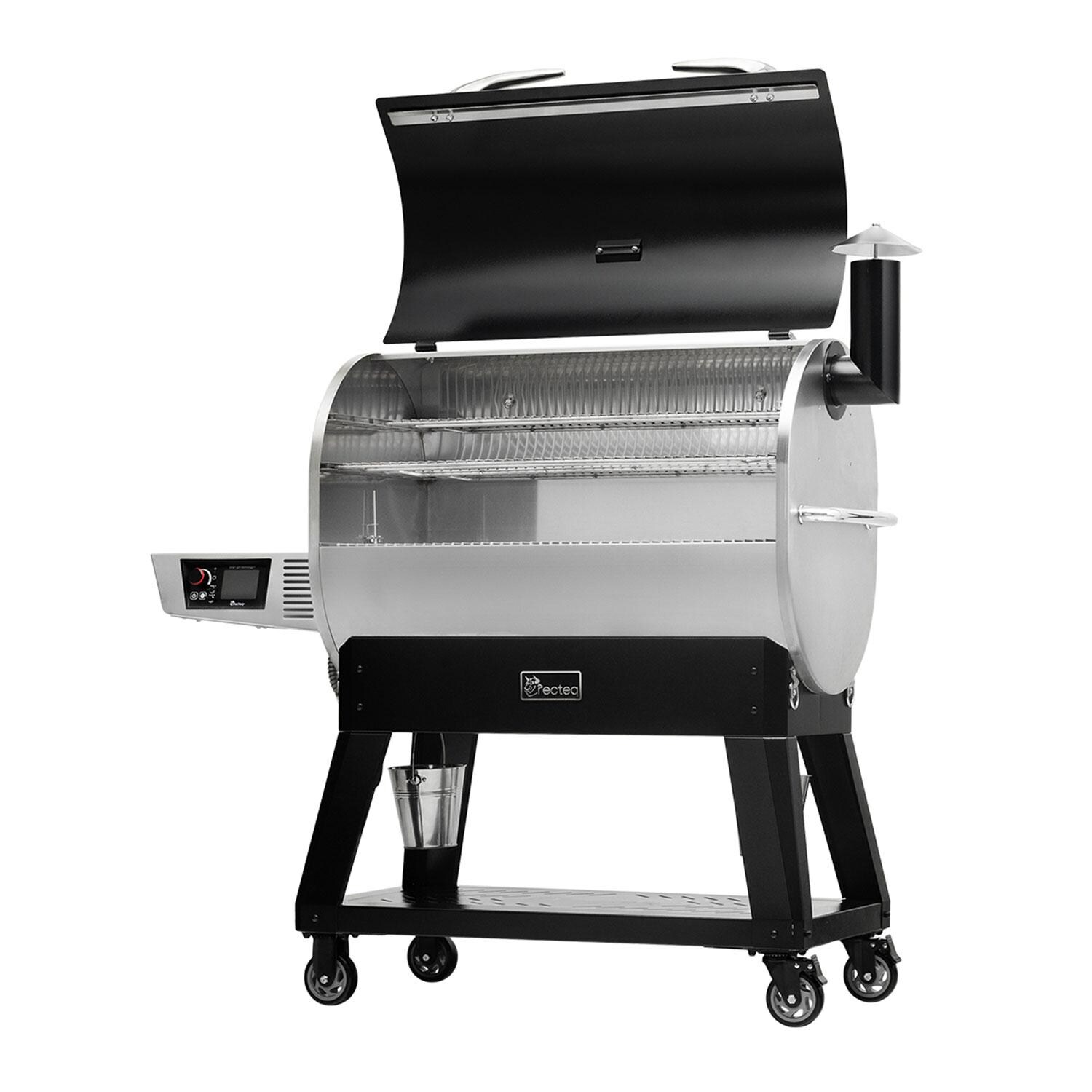 recteq RT-1600FS Flagship 1600 Wood Pellet Grill - Right View - Lid Up - White Background thumbnail