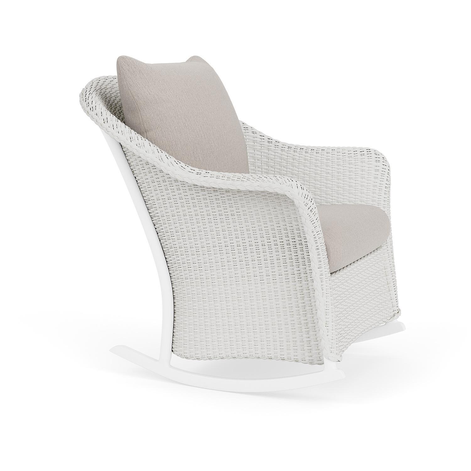 Lloyd Flanders Weekend Retreat Lounge Rocker in Matte White Finish W/ Remy Cloud Fabric - Angled thumbnail