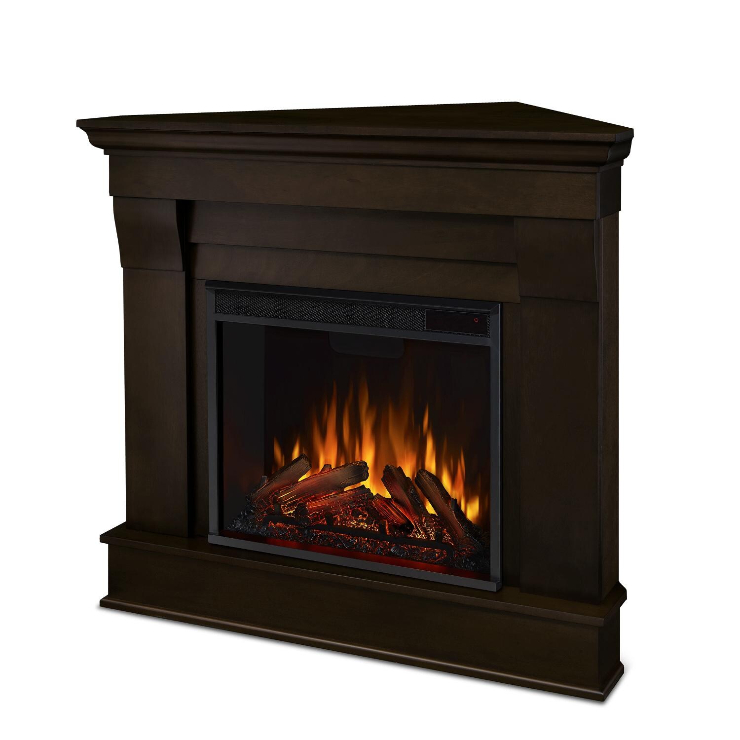 Real Flame - 5950E-DW - Chateau 40-Inch Corner Electric Fireplace With Mantel - Dark Walnut - Front thumbnail