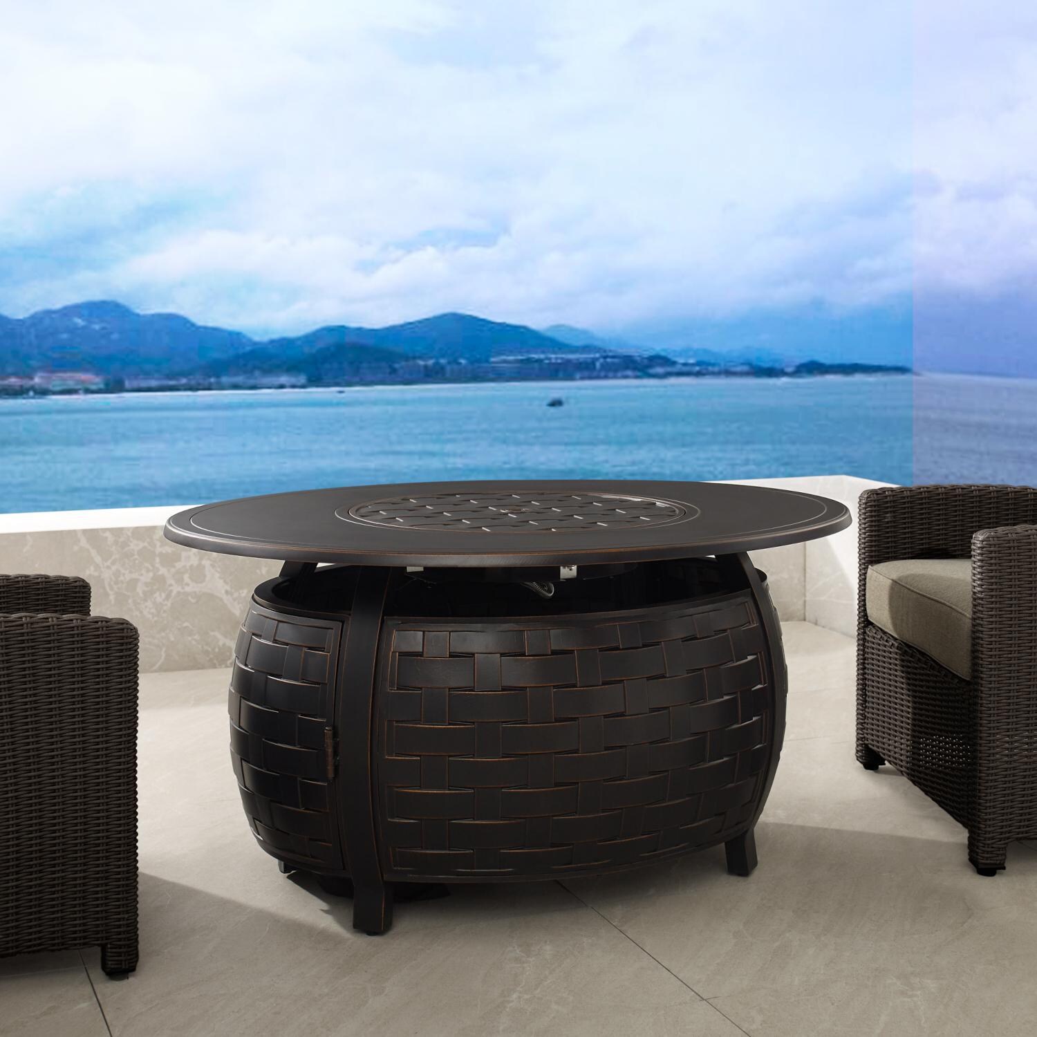 Ultimate Patio 63223-NG Magnolia Way 48-Inch Oval Aluminum Natural Gas Fire Pit - Burner Cover thumbnail