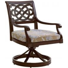 Black Sands Cast Aluminum Patio Swivel Rocker Dining Arm Chair W/ Sunbrella Fabric By Tommy Bahama