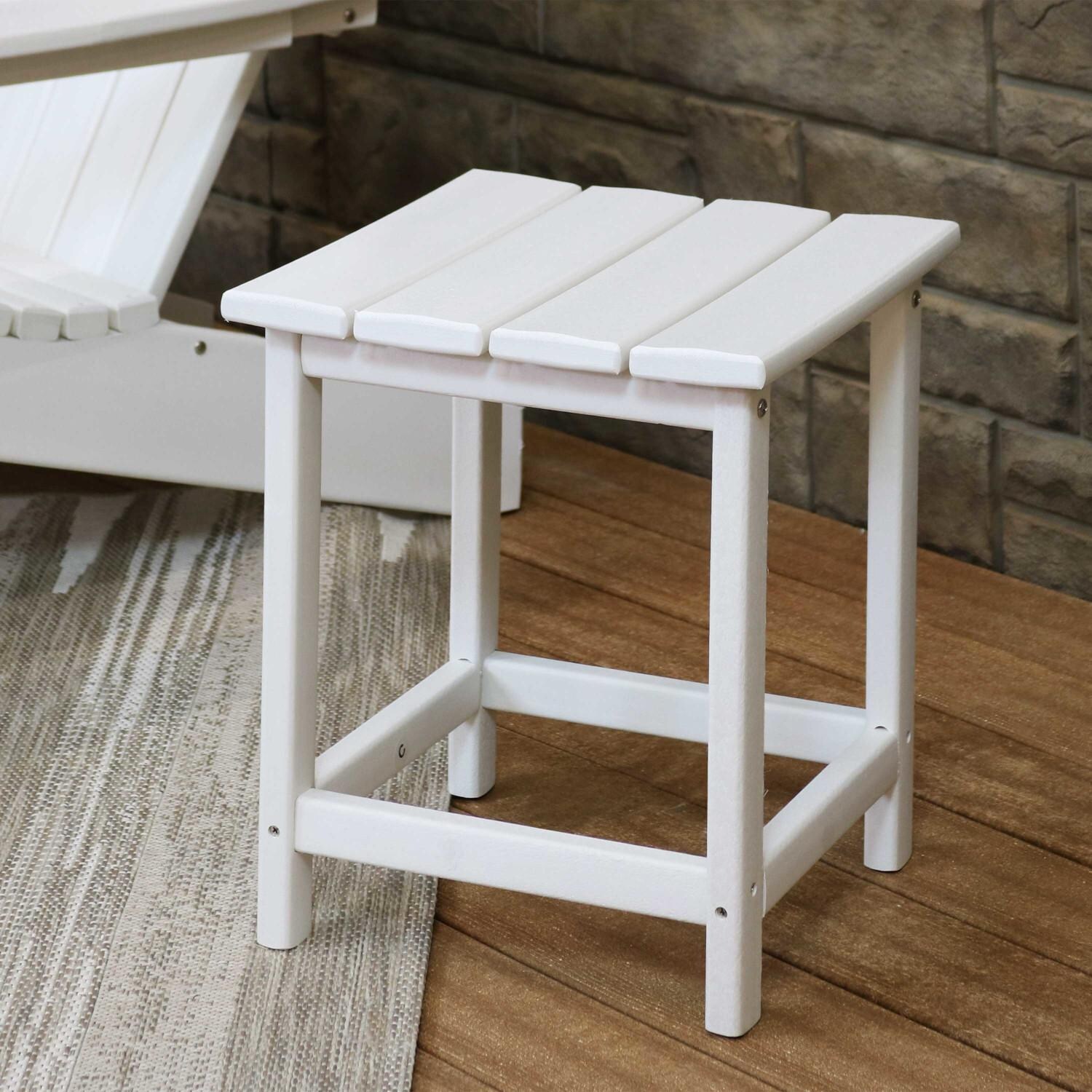 Sunnydaze Decor All-Weather Outdoor Side Table - White - IEO-271 image