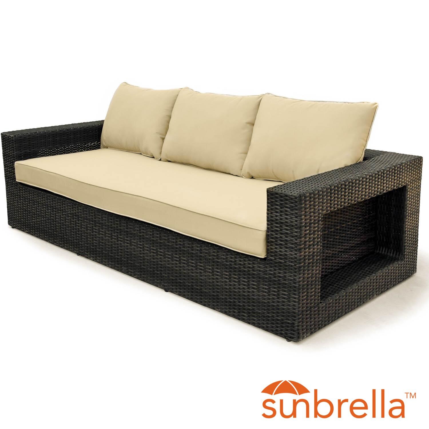 Sunbrella Sofa Cushions Design Inspiration Home Interiors Across Gentilly Wicker Patio Sofa W Sunbrella Antique Beige