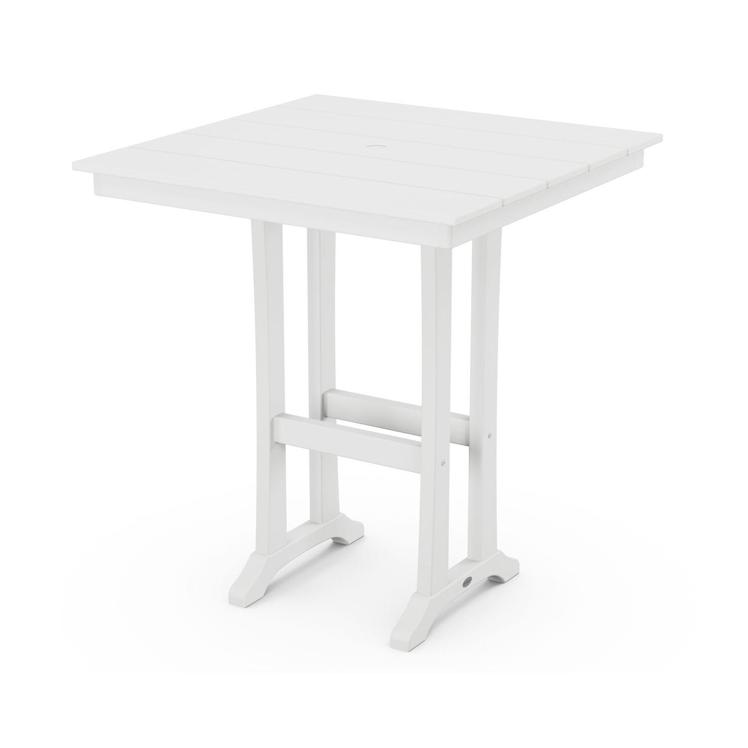 POLYWOOD 37-Inch Farmhouse Trestle Bar Table - White thumbnail