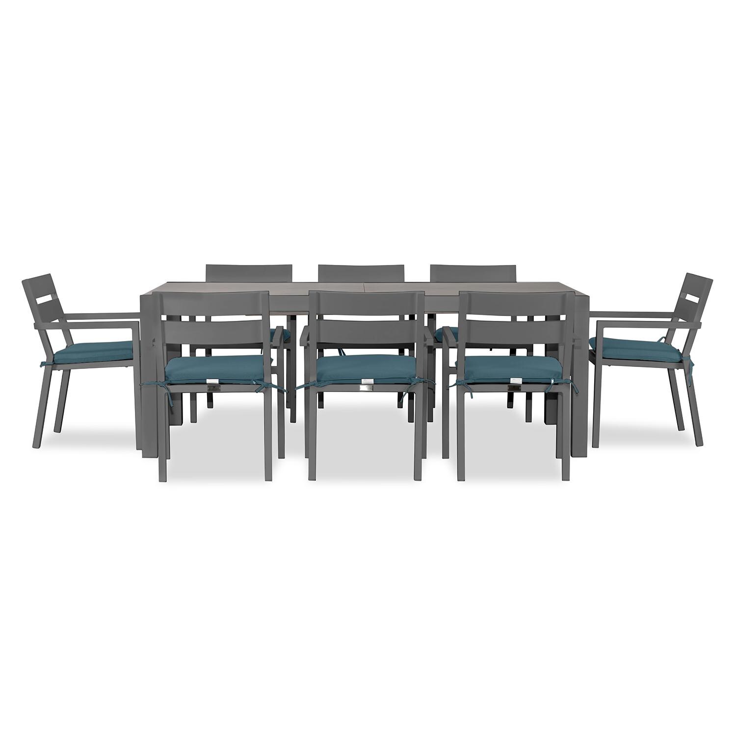 Calm Bay 9 Pc Extendable Dining Set in Slate/Barnwood/Cast Lagoon by Lakeview - White Background 3 thumbnail