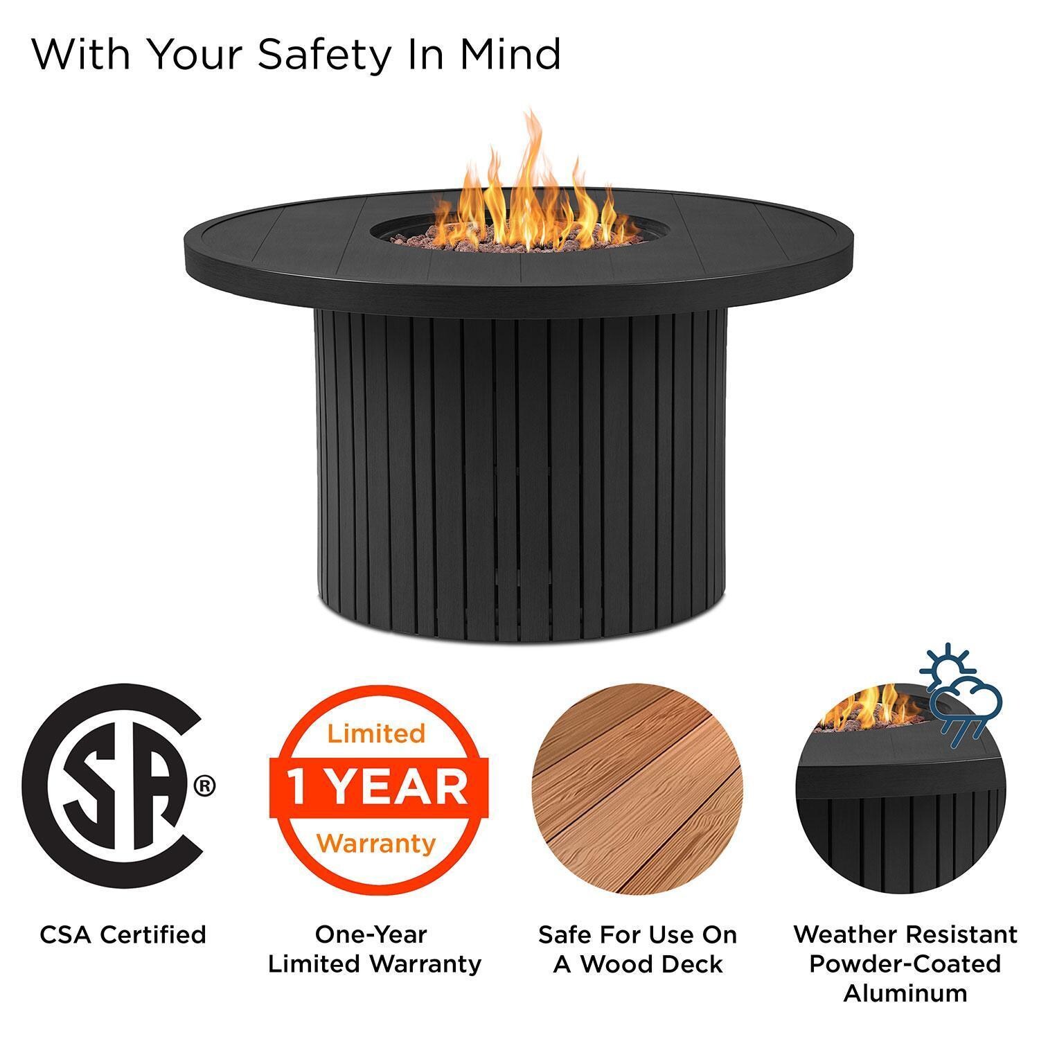 Westlook 44-in Round Metal Propane Fire Table in Black by Lakeview Outdoor Designs - Safety - Detail thumbnail