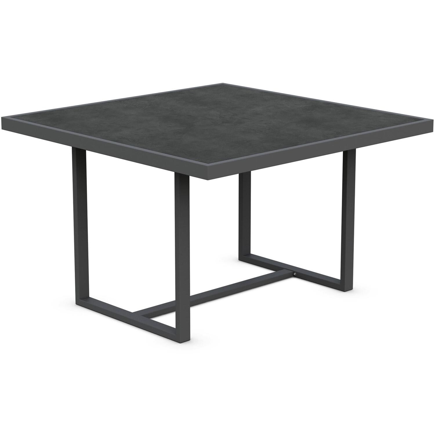 Azzurro Living Pavia 48 Inch Charcoal Aluminum Dining Table W/ Micron Dekton Top - Angled - White Background thumbnail