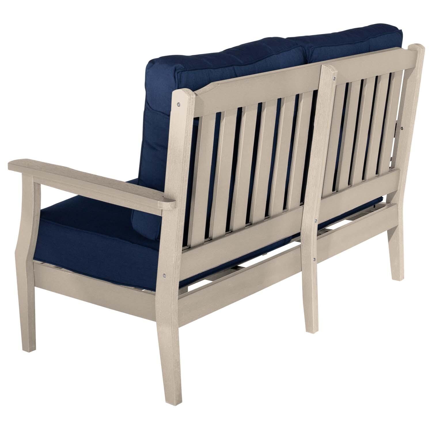 Blushing Bay 2 Person Recycled Plastic Loveseat in Spectrum Indigo/Whitewash by Lakeview Outdoor Designs - Back View - White Background thumbnail