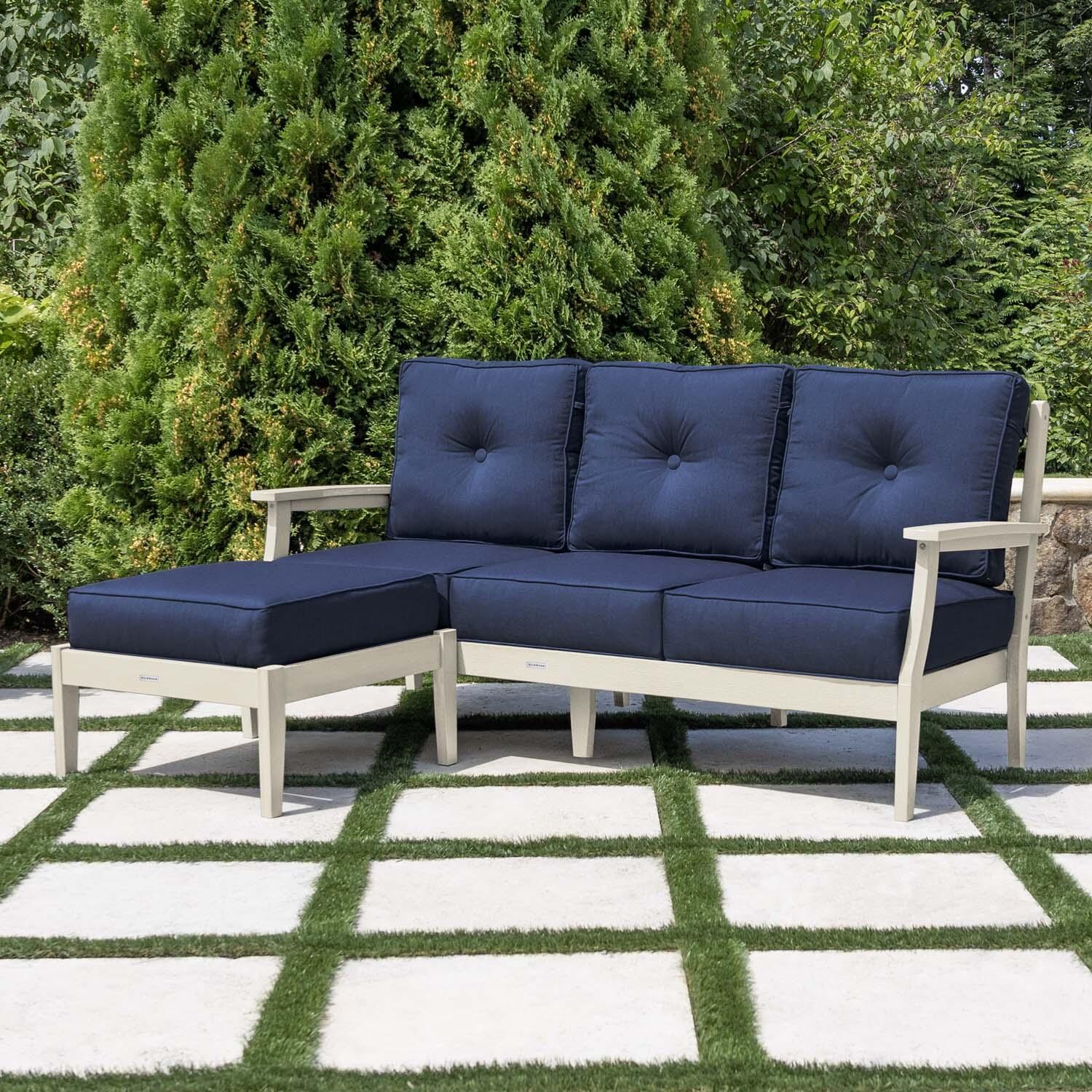 Blushing Bay 2 Pc Recycled Plastic Seating Set in Spectrum Indigo/Whitewash by Lakeview Outdoor Designs - Angled Left - Lifestyle thumbnail