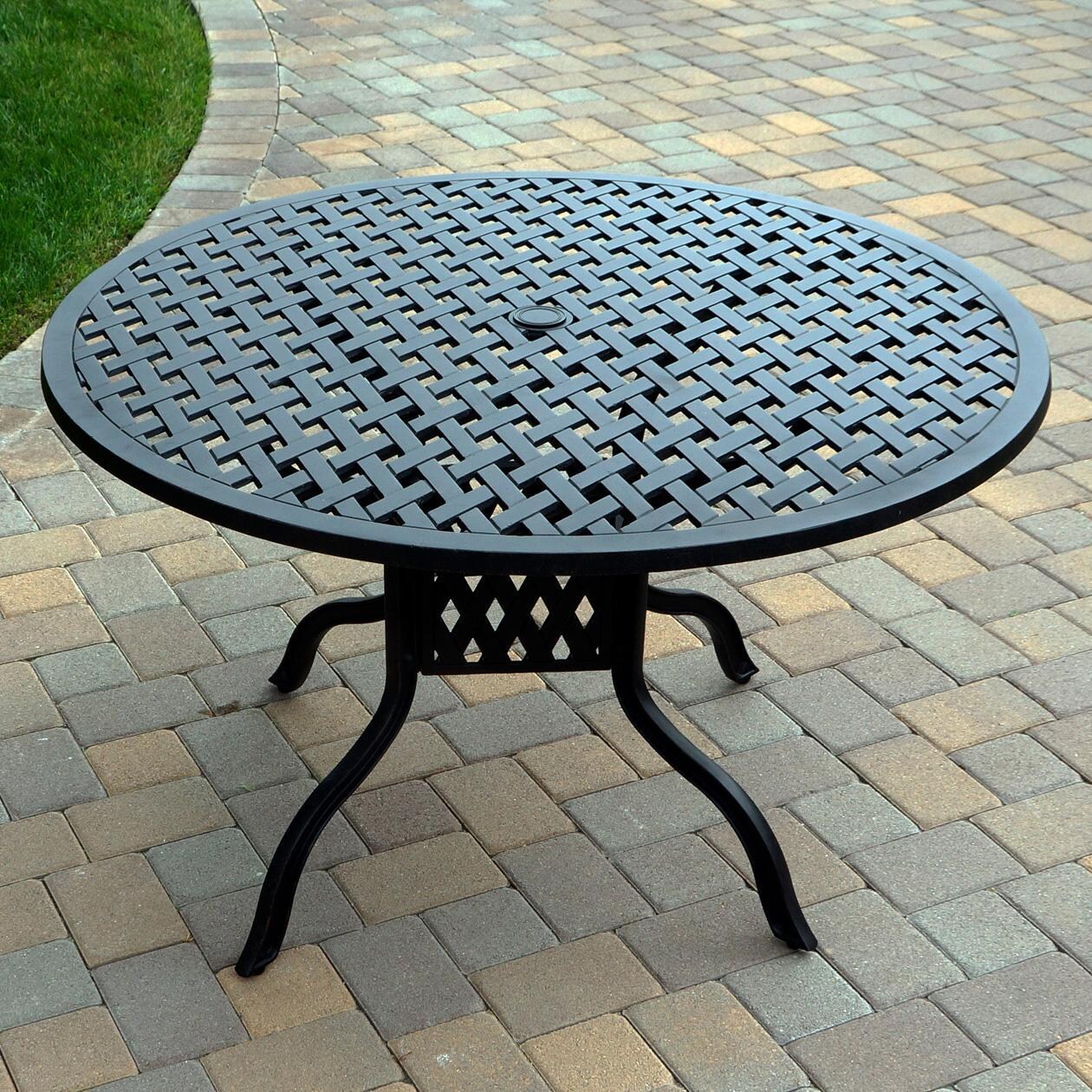 Darlee Nassau 5-Piece Patio Swivel Rocker Dining Set with Navy Blue Cushions and 48 Inch Round Dining Table - Table - Lifestyle thumbnail