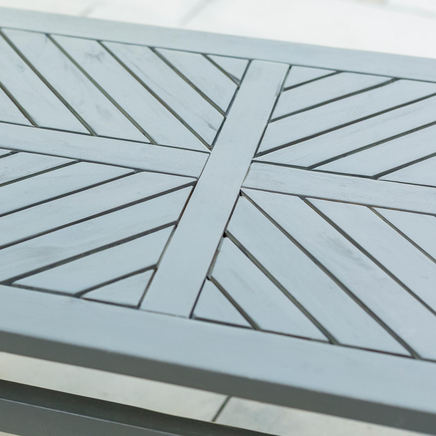 Ultimate Patio Wishlake 42 X 20 Inch Rectangular Acacia Patio Coffee Table - Gray Wash - Table Top Detail thumbnail