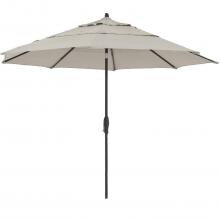 11 Ft. Octagonal Aluminum Auto Tilt Patio Umbrella W/ Crank Lift & Double Vent By BBQGuys - Black Frame / Sunbrella Cast Ash Canopy
