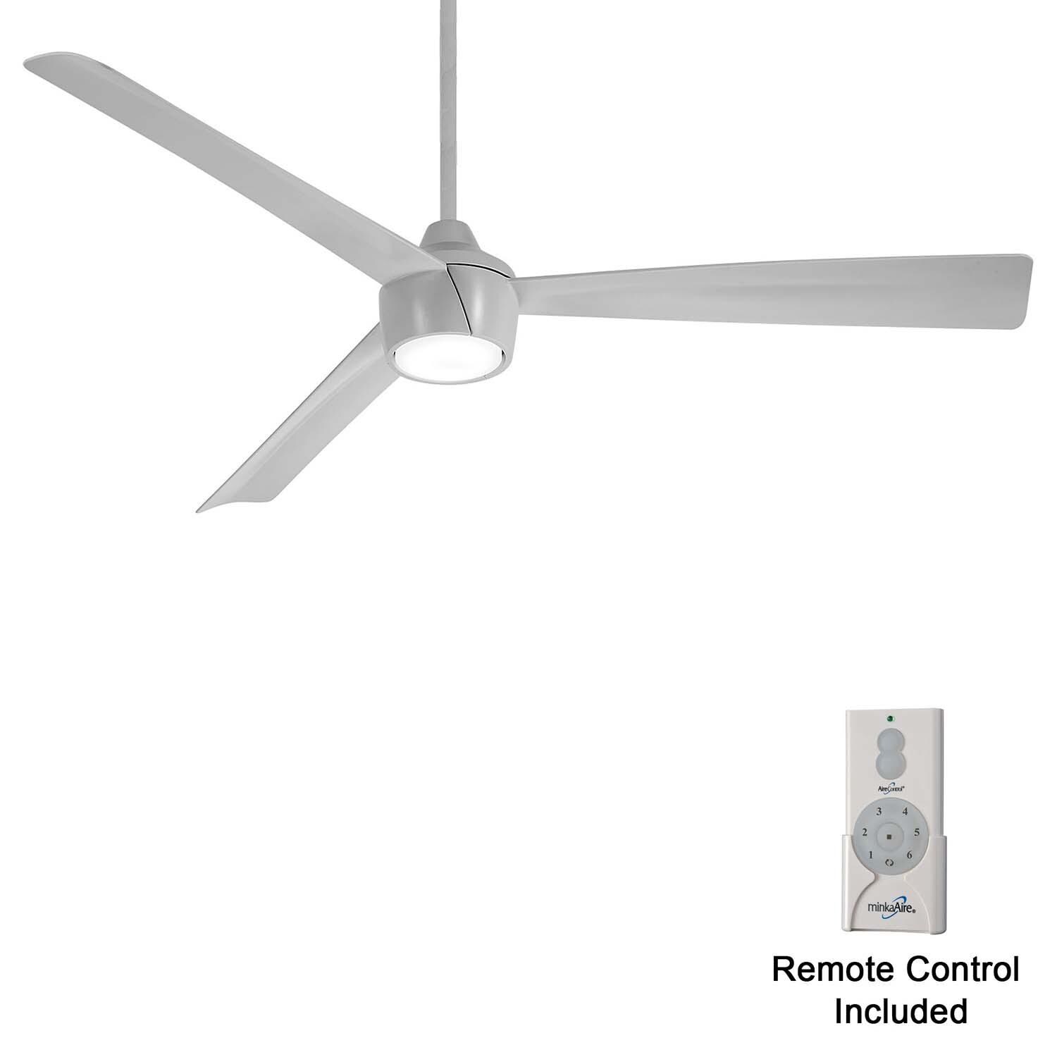 Minka-Aire F626L-GRY Skinnie 56-Inch 3-Blade LED Ceiling Fan in Grey Finish w/ Grey Blades & Etched Lens - Remote Included thumbnail
