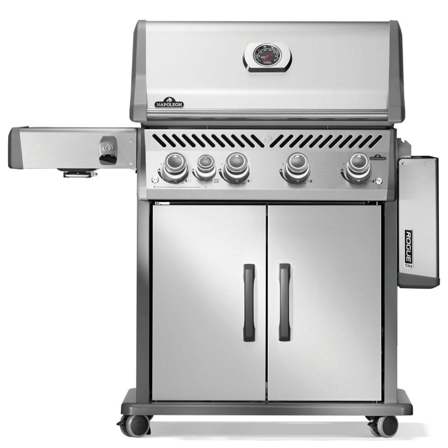 Napoleon RP525SIBPSS-2 Rogue PRO 525 Propane Gas Grill w/ Infrared Side Burner - Stainless Steel - Shelf Down - White Background thumbnail