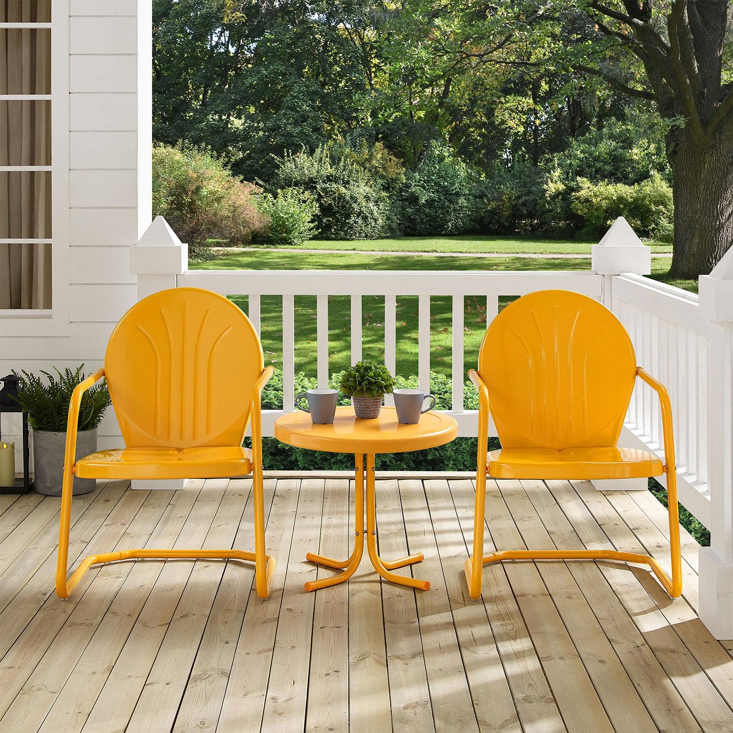 Ashview 3 Pc Steel Seating Set in Tangerine Gloss by