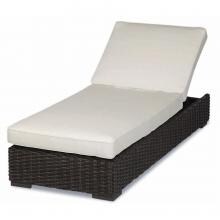 Cardiff Wicker Patio Chaise Lounge W/ Sunbrella Canvas Flax Cushions By Sunset West image