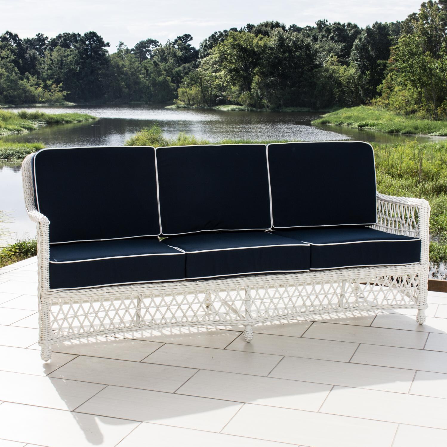 Everglades White Resin Wicker Patio Sofa By Lakeview Outdoor Designs