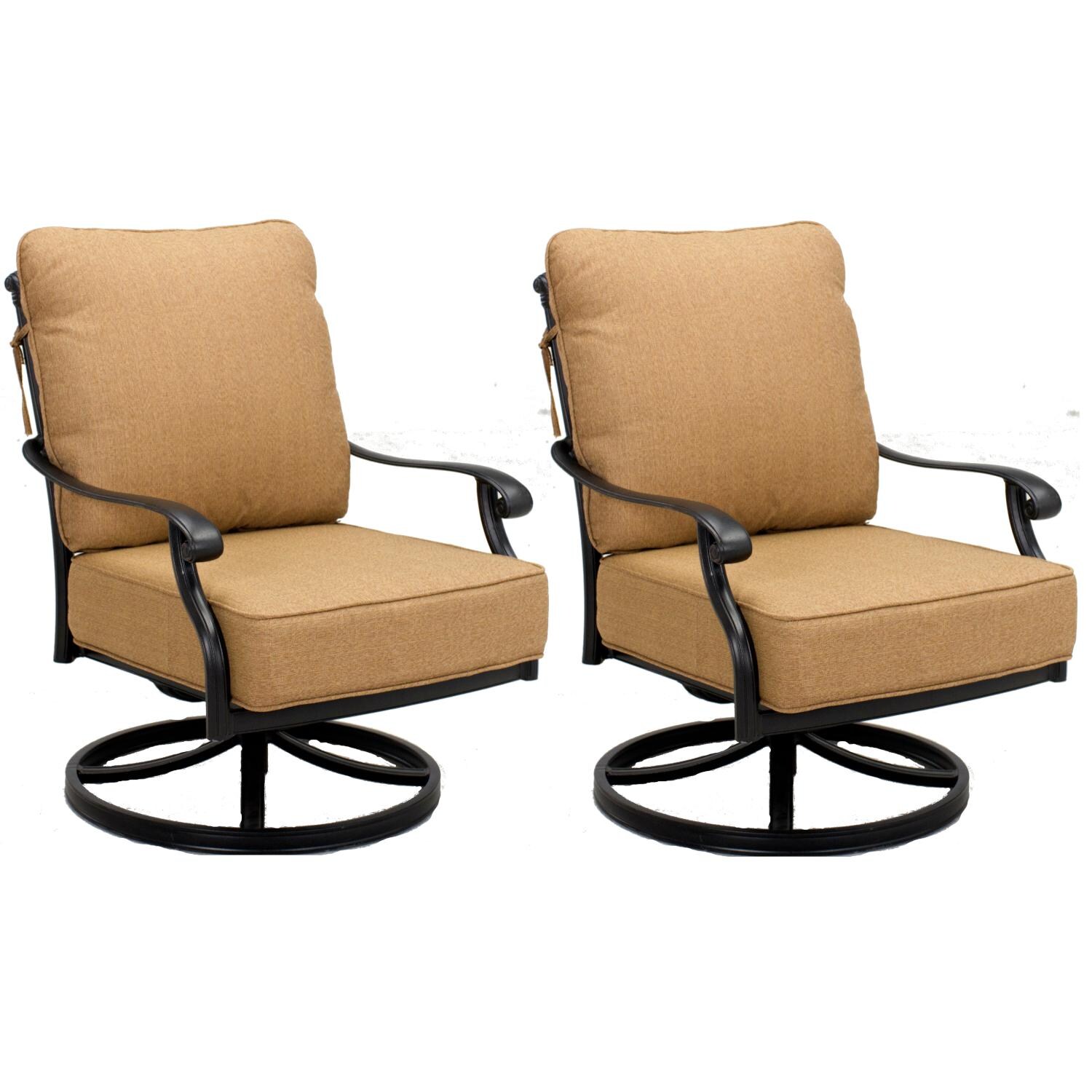Madison Cast Aluminum 2 Pc Set Swivel Rocker Club Chair Set in Antique Bronze/Sesame by Darlee