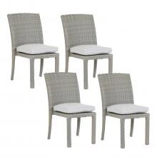 Majorca 4 Piece Wicker Patio Dining Side Chair Set W/ Sunbrella Cast Silver Cushions By Sunset West