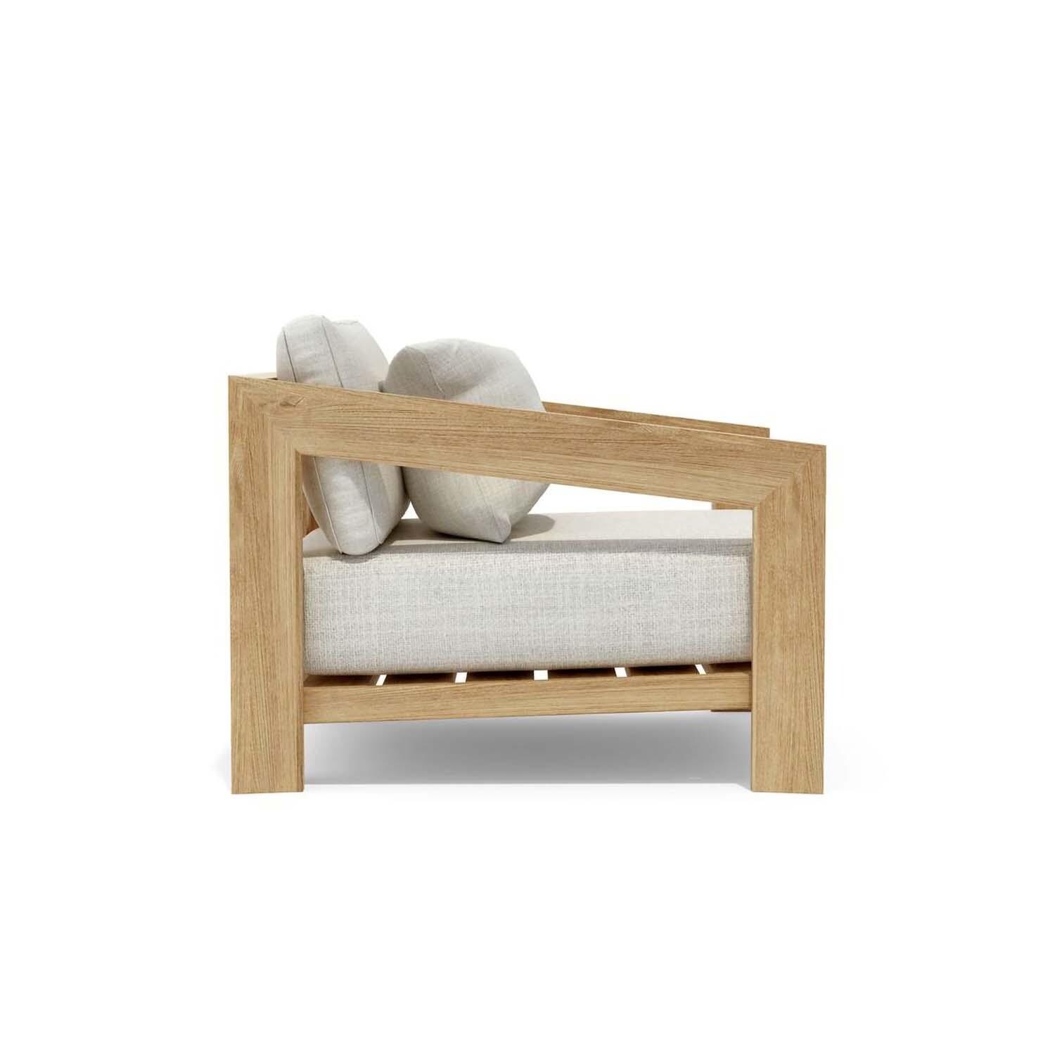 Windview 4 Pc Teak Seating Set in Linen Natural by Lakeview Outdoor Designs - Chair Side View - White Background thumbnail