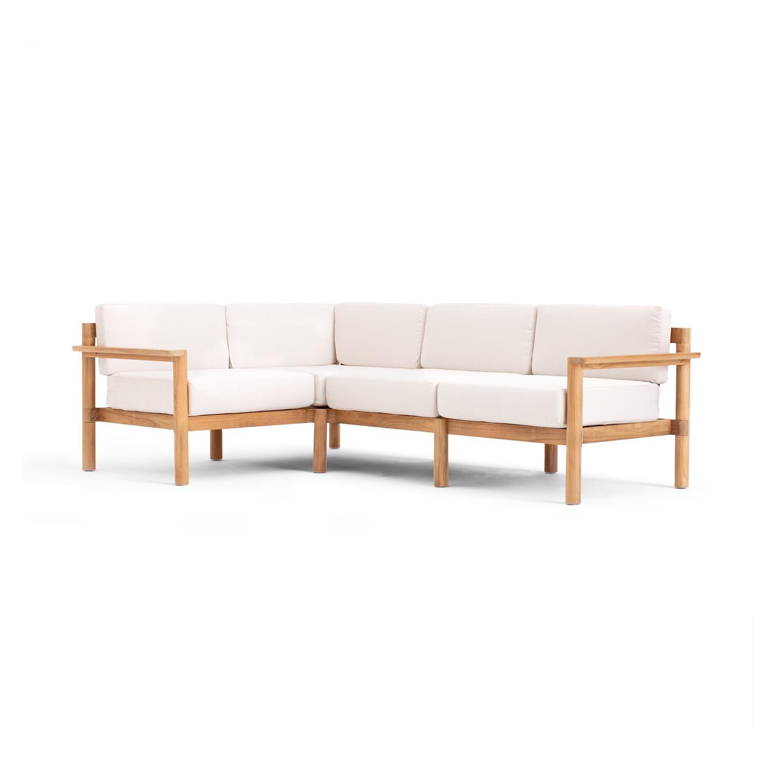 Neighbor 4 Piece Sectional W/ Teak Arms - Sunbrella Canvas image