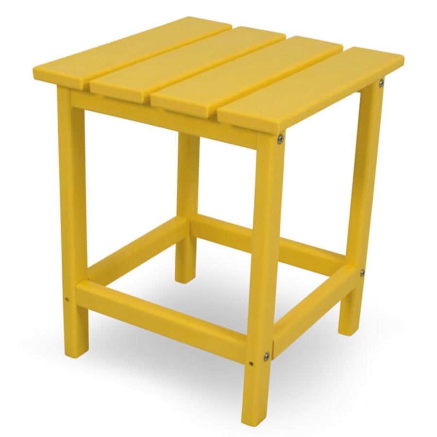 Long Island 15 Inch Square Recycled Plastic End Table in Lemon by POLYWOOD