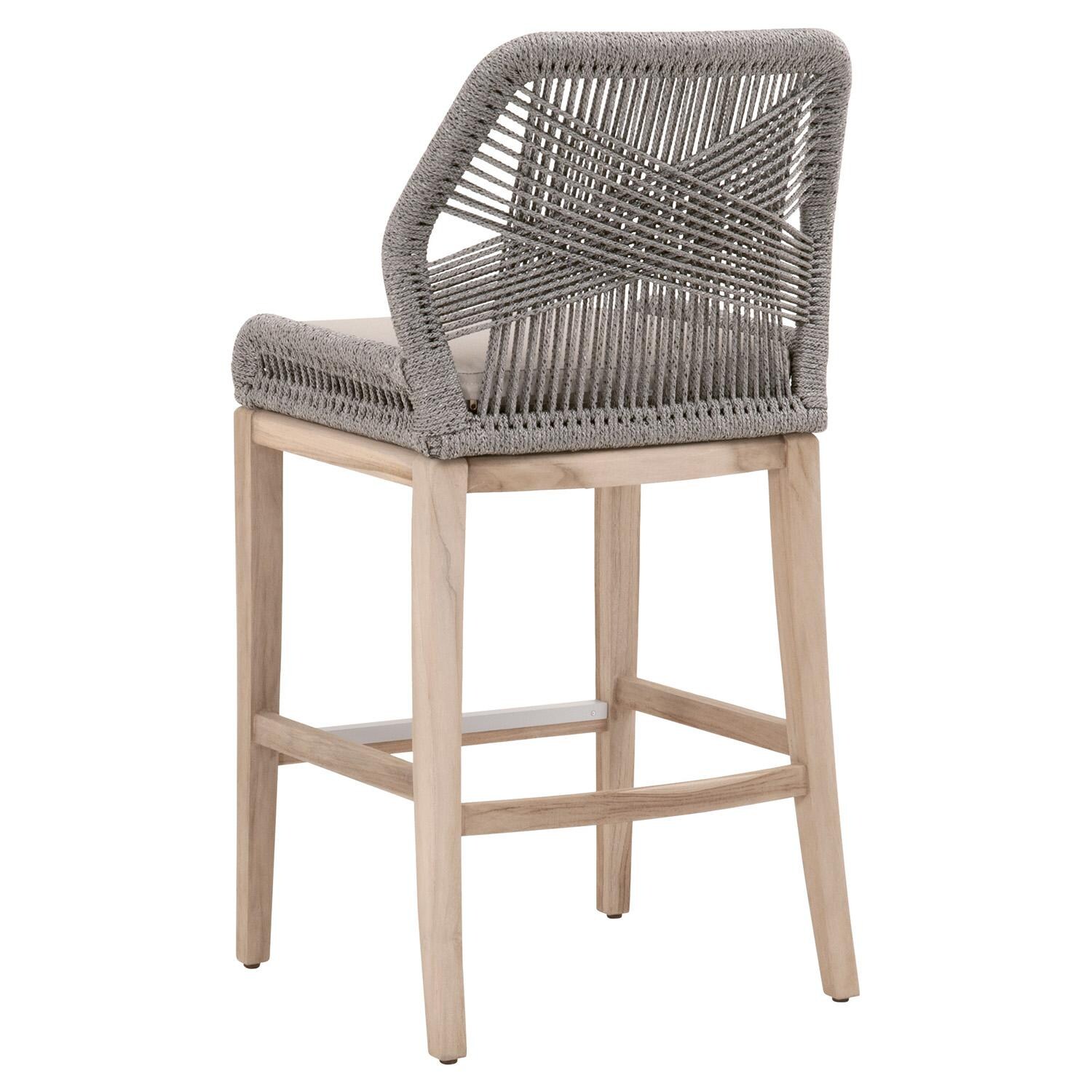 Lakeview Peninsula Way Woven Rope Bar Stool in Platinum - Angled View thumbnail